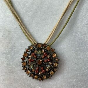 EUC Lia Sophia Brown Crystal Pinwheel Necklace